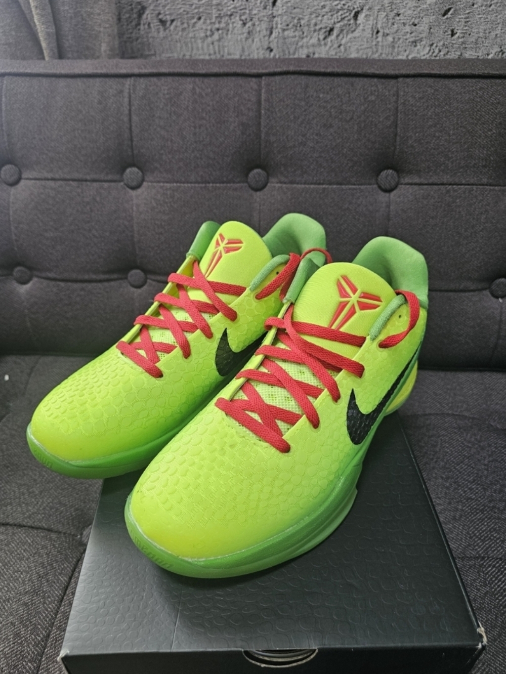 Nike  Neon Green Sneakers with Red Laces, w/alternate laces.